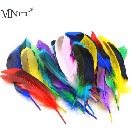 MNFT 50Pcs/lot 10~15cm Colored Duck Feather Fly Wings DIY Materials Bugger Fly Bait