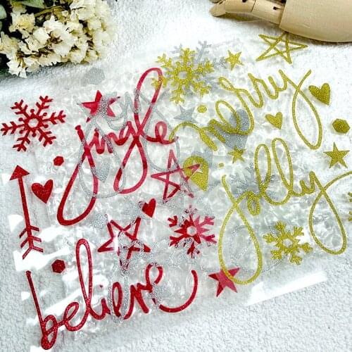 Panalisacraft 3 sheets Christmas Sentiments glitter Scrapbooking Creative Stickers for Cards Decor Handmade embellishment