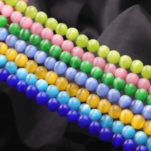 New Round Opal Cat Eyes Stone Loose Beads for Making Jewelry Crystal Oplite DIY Necklace Bracelet Accessories Craft 15inch A690