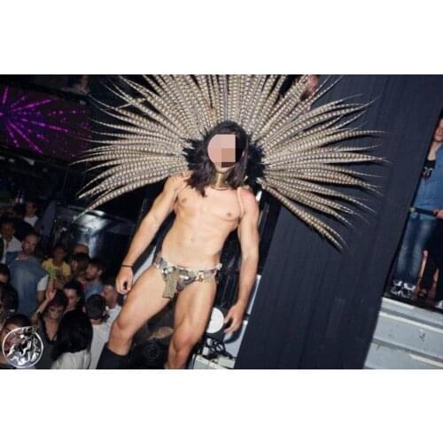 Feather clothing Stage performance catwalk carnival Headdress flower pubs party Mens wear womens clothing