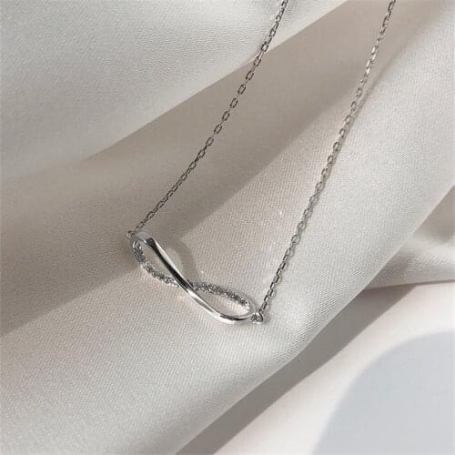 925 Sterling Silver Crystal Cross Charm Korean Pendant Choker Necklace Wedding Jewelry For Women dz099