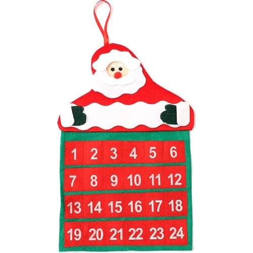 Christmas Advent Calendar Santa Claus Snowman Elk with cloth hooks Xmas New Year Christmas Ornaments Home Office Decoration