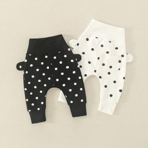 2021 Autumn Spring Baby Boys Girls Pants Dot High Waist Protect Belly Newborn Infant Trousers Toddler Kids PP Pants Bottoms