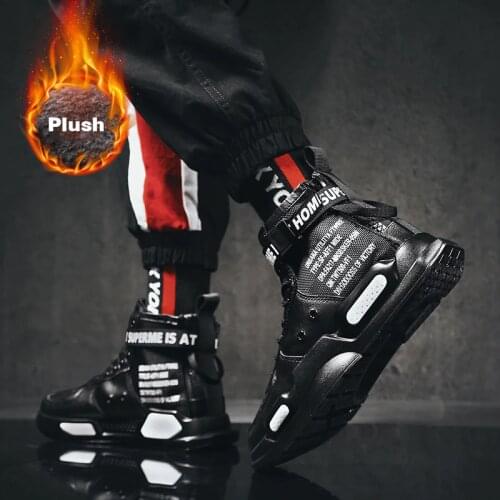 Super popular winter plush sneakers man sport shoes high top warm shoes men outdoor skateboarding shoes male footwear plus 39-45