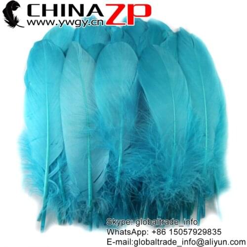 Leading Supplier CHINAZP Factory 100pieces/lot Good Quality Dyed Blue Goose Satinettes Loose Feathers
