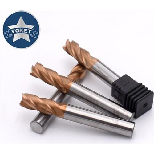 VOKET 58° solid tungsten carbide end mill 4 flutes square end mills HRC58 1MM 1.5MM 2MM 2.5MM 3MM 4MM 5MM 6MM 8MM 10MM 12MM