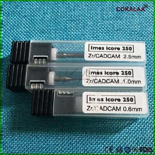 High Quality 5PCS Dental Lab Zirconia Milling I MES-250 Zirconia Burs 0.6/1.0/2.5mm For Zr Cad Cam Open System