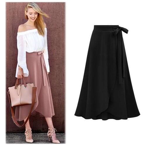 Retro Women Chiffon Skirt Vintage High Waist Skirts Plus Size Retro Saia Midi Rokken 2020 Summer Jupe Femme 6XL 5XL Faldas Y59