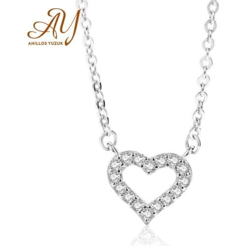 Anillos Yuzuk Hot Heart Shape 925 Sterling Silver Necklaces For Women Jewelry Cubic Zircon Pendant Necklace Valentines Day Gift