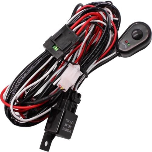 YUNPICAR LED Light Bar Wiring Harness Off Road Power 12V 40A Relay ON-Off Waterproof Switch and 30A Inline Fuse forLED Lamp Fog