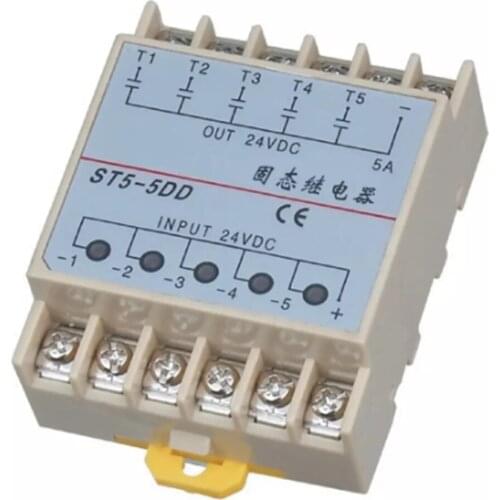 1PC ST5-5DD Five 5 Phase Solid State Relay SSR 24V DC to 24V DC DIN Rail