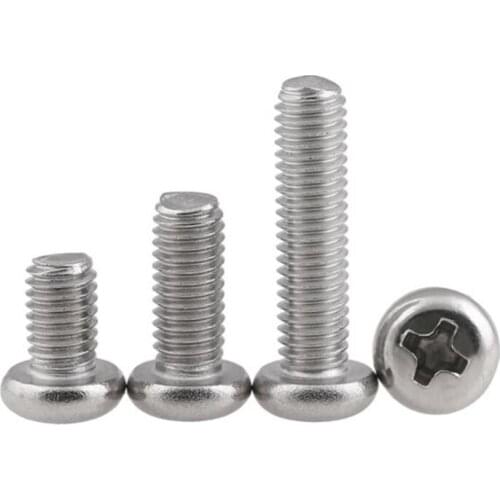 10-50pcs M1.4 M1.6 M2 M2.5 M3 M4 M5M6 DIN7985 GB818 304 Stainless Steel Cross Recessed Pan Head Screws Phillips Screws