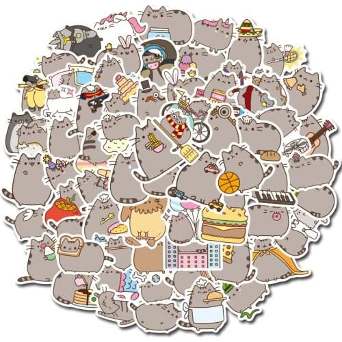 100P Kawaiii Fat Cat Stationery Sticker Scrapbooking Seal DIY Diary Mobile Phone Luggage Decoration Adhesive Graffiti Supplies