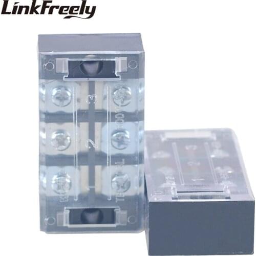 TB2503 2pcs Dual Row Screw Terminal Block Strip 3P 25A /600V Electrical Wire Connector Terminal Fast Crimp TB 15A 45A Terminals