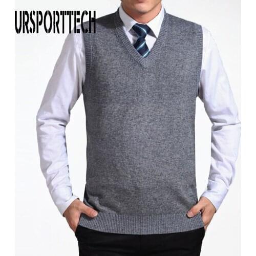 2020 New Arrival Solid Color Sweater Vest Men Cashmere Sweaters Wool Pullover Men Brand V-Neck Sleeveless Sweater Vest for Men