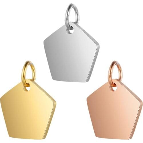 5pcs/Lot Stainless Steel Blank Pentagon Charms Pendant For DIY Jewelry Making Accessories