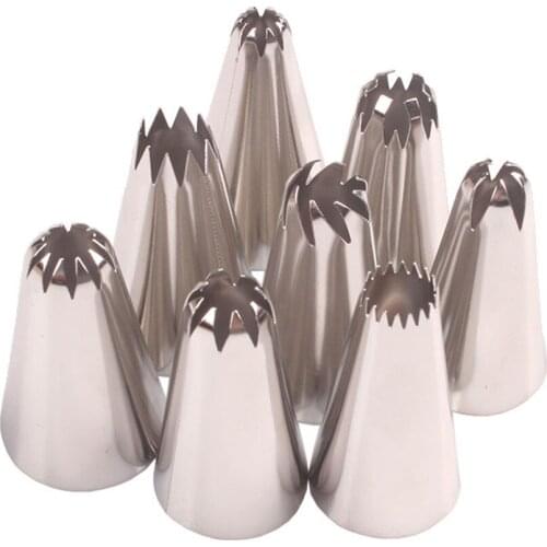 8pcs Stainless steel large decorating mouth and cream mouth Stainless Steel Decorating Tip Cake Cupcake Decorator Rose