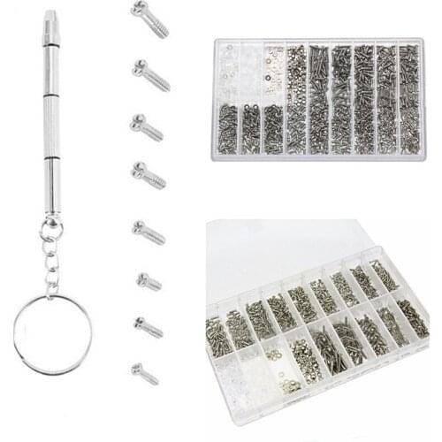Imixlot Newest 1000pcs Glasses Sunglasses Spectacles Watch Tiny Screws Nut Assortment Repair Tool Kit with Screwdriver
