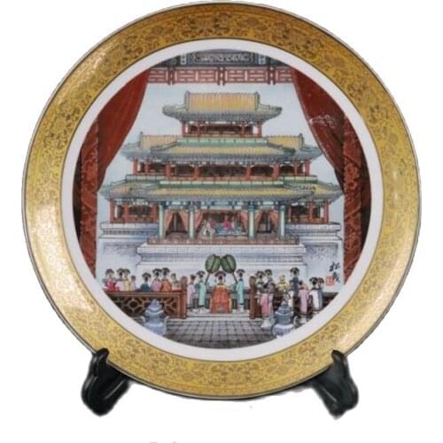 Chinese Old Porcelain Pink Figure Pattern Gilt Edged Plate