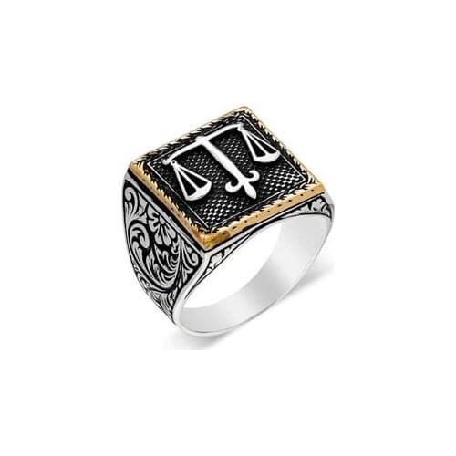 Silver Justice Scales Men 'S Ring