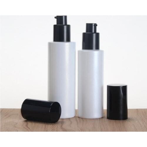 100ml frosted/green/blue/white glass bottle black pump lid for serum/lotion/emulsion/foundation/gel cosmetic packing