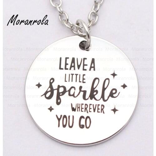 New arried "Leave a Little Sparkle Wherever You Go" copper Necklace & Keychain charm inspirational Jewelry gift for gilr