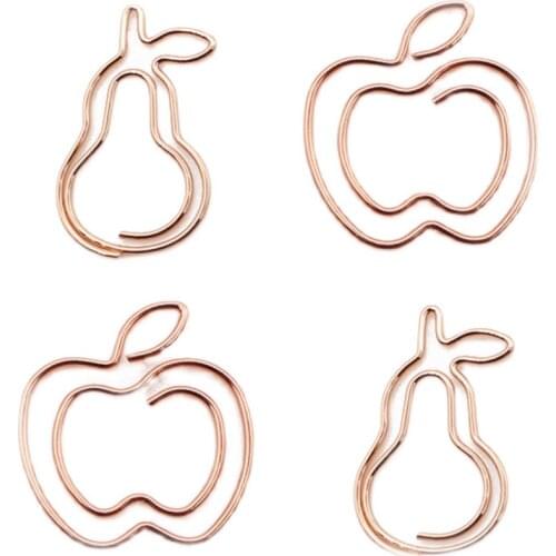 Cute Paper Clip Stationery pear Shaped Bookmark cute Clip Metal Rose Gold Stationery Material Oficina Klips Paperclip Metal Clip