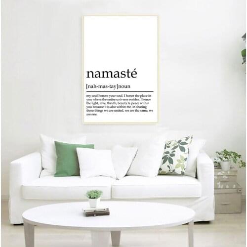 Namaste Definition Print Zen Yoga Wall Art Canvas Painting Black and White Picture Minimalist Poster Home Room Wall Decor