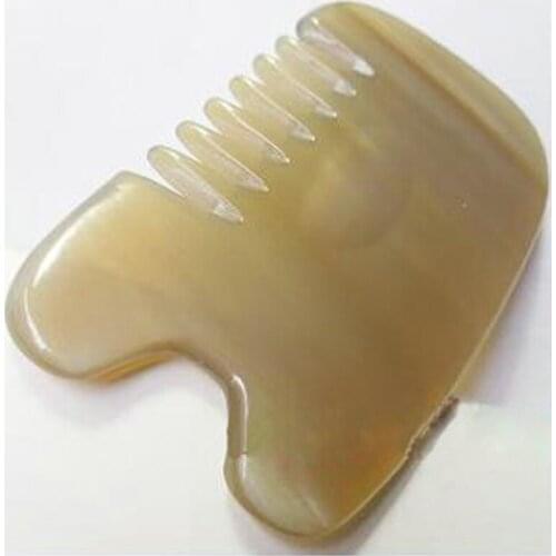 Natural Authentic White Buffalo Horn Scraping Comb Yellow Six Tooth Scraper Combs Board Guasha Tool Gua Sha Scratcher Hot Sale