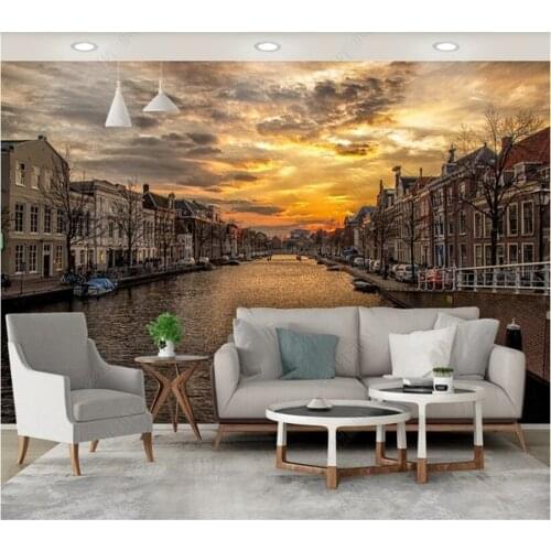 Papel de parede European-style town, water city 3d wallpaper mural,living room tv wall bedroom wall papers home decor