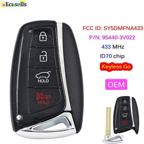 OEM Keyless Entry Smart Car Remote Key Fob 433MHZ ID70 Chip for HYUNDAI Azera 2015 2016 2017 FCC ID: SY5DMFNA433 95440-3V022