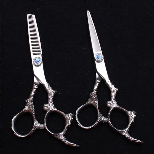 5.5" 16cm JP 440C Customized Logo Silver Hairdressing Scissors Cutting Shears Thinning Scissors Professional Hair Scissors C9005