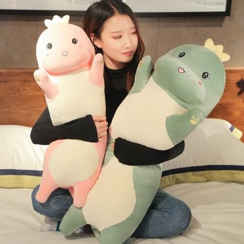 Lovely New 1pc Dinosaur Plush Toy Sleeping Pillow Long Strip Pillow Cute Stuffed Animals Doll Valentines Day Kids Birthday Gift