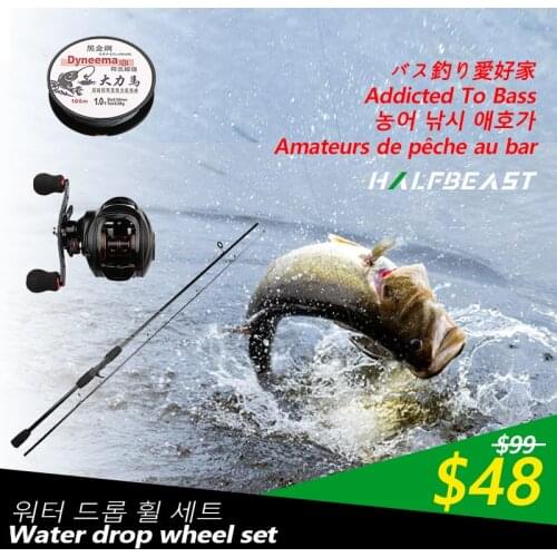 Bass Fishing Enthusiast Set General Fishing Package PEline Carbon ROD Drop Wheel Ultra Light Boat Lure Pole with Reel Wheel Rock