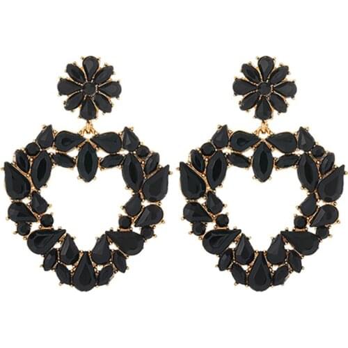 ZHINI 2021 Luxury Rhinestone Earrings For Women Exaggerated Big Heart Dangle Drop Earring Wedding Fashion Jewelry brincos