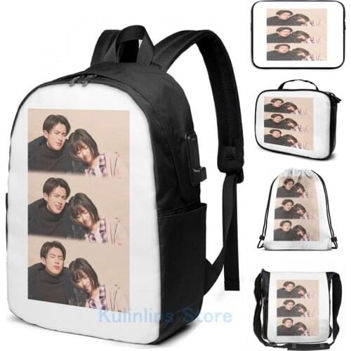 Graphic print True Love shancai and daoming si Meteor Garden USB Charge Backpack men School bags Women bag Travel laptop bag