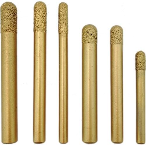 SHDIATOOL 10pcs 3D Vacuum Brazed Diamond CNC Cylinder Ball-end Cutter Engraving Bits Stone Carving Tools Diamond Burrs, End Mill