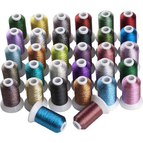 Simthread Brand 500m/cone MS Metallic Machine embroidery thread +50pcs Brother &Janome Machine A Bobbin with free shipping