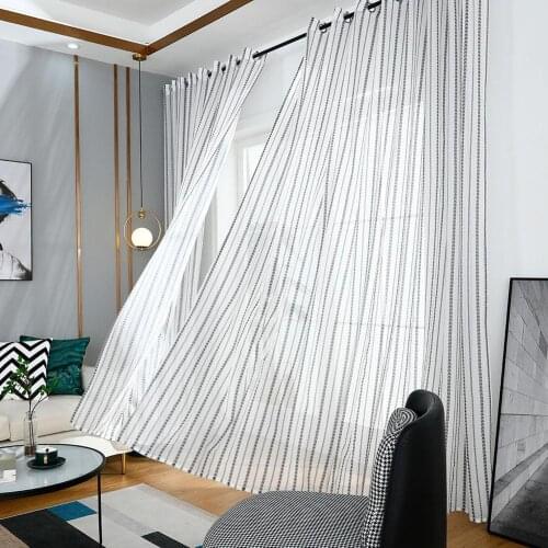 European And American Style Tulle Curtains Heart Stripe Polyester Tulle Curtain Window Living Room Bedroom Drape Home Decor