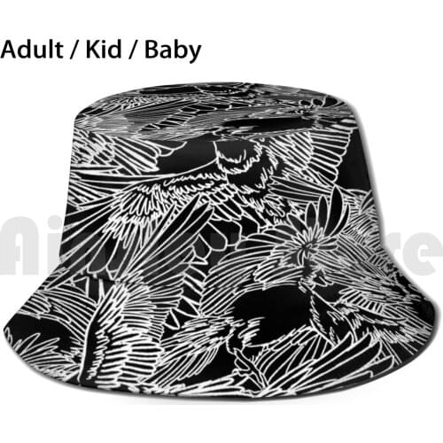 Ravens Sun Hat Foldable UV Protection Ravens Raven Birds Pattern Dark Gothic