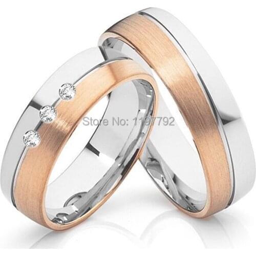 High end custom size designer rose gold colour titanium wedding bands promise couple rings