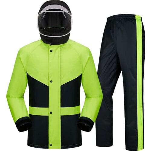 Green Motorcycle Raincoat Rain Pants Suit Women Adult Waterproof Suit for Fishing Jacket Rain Clothes Reflective Split Gift