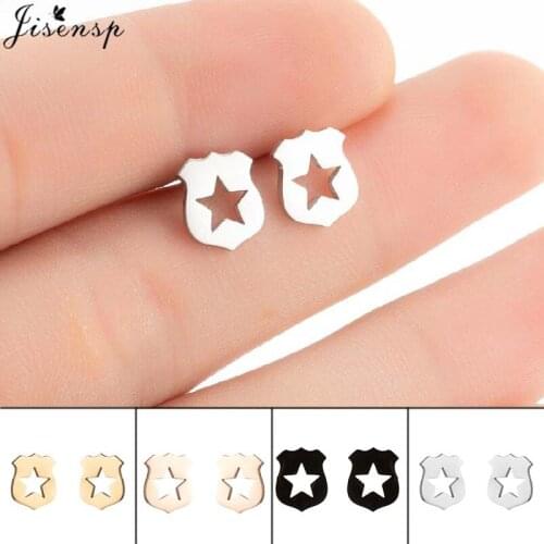 Jisensp Lovely Hollow Star Flowers Stud Earrings Minimalist Stainless Steel Earrings Punk Jewelry for Women Best Friendship Gift