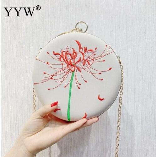 Women Wedding Round Flower Clutch Handbag Purse Blue Rhinestone Clutch Bag Floral Crystal Circle Ring Cocktail Bag For Women New