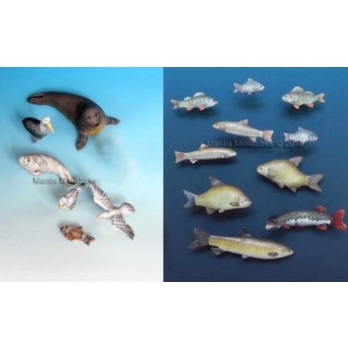1/35 Scale Miniatures Sea Animals and Fishes Sand Table Model of the Scene Unpainted Resin Model Kit Figure Free Shipping