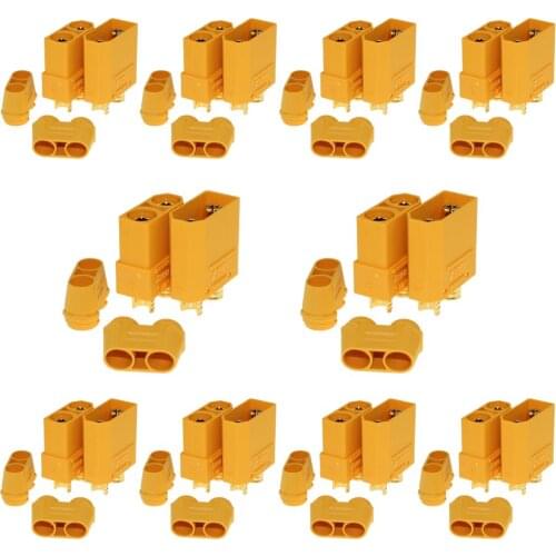 10 Pair Amass XT90 XT-90 Male Female Bullet Connectors Power Plugs with Shealf Housing for RC Lipo Battery Motor
