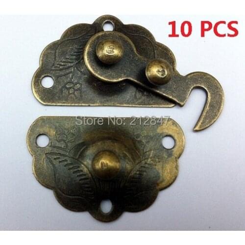10Pc Antique Bronze Jewelry Wooden Box Hasps Drawer Latches Decorative Brass Suitcases Hasp Latch Buckle Clasp