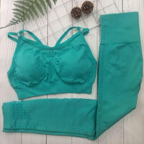 2Pcs Yoga Set Energy Seamless Leggings and Bra Women Gym Fitness Clothing High Waist Yoga Leggings Set Running Sportswear