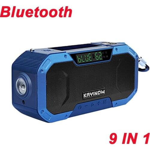 2021 Multifunctional Portable Bluetooth Speaker Hand Crank Solar Radio AM/FM Radios LED Flashlight and 5000mAH Power Bank w/ sos