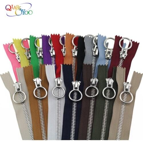 3Pcs 20cm 5# Closed end metal zippers pull round ring short zip for Sewing Bag Doll wallet jeans dress garment DIY clothing acce
